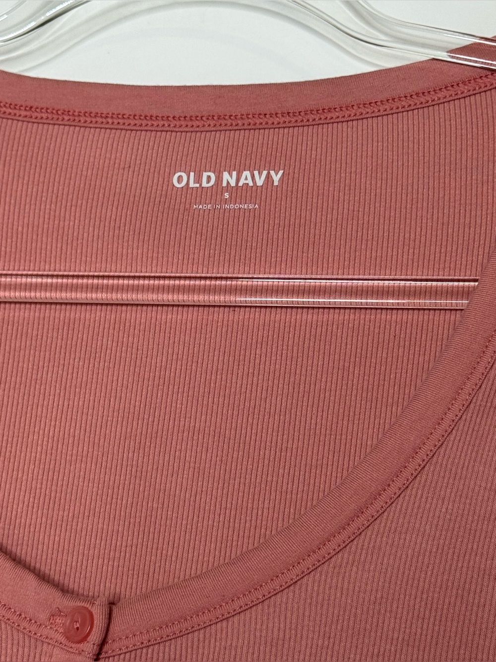 Old Navy Women's Ribbed Henley Long-Sleeve Top - Mauve Pink size small cotton - Picture 2 of 4